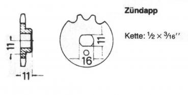 Kettenritzel 850 - 12 Zähne, ZÜNDAPP
