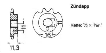 Kettenritzel 852 - 14 Zähne, ZÜNDAPP