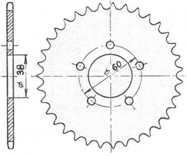 Kettenrad 852 - 40 Zähne, ZÜNDAPP