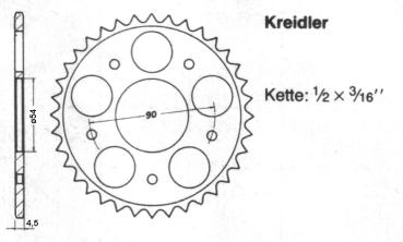 Chain wheel 439 - 38 teeth, KREIDLER