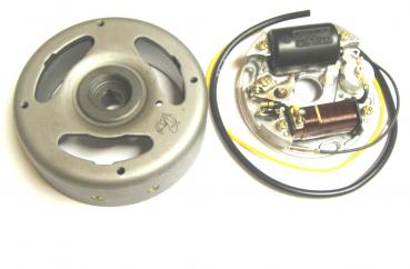 Ignition anchor plate w. Flywheel 90mm 6V 17W