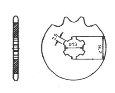 Kettenritzel 13 Zähne