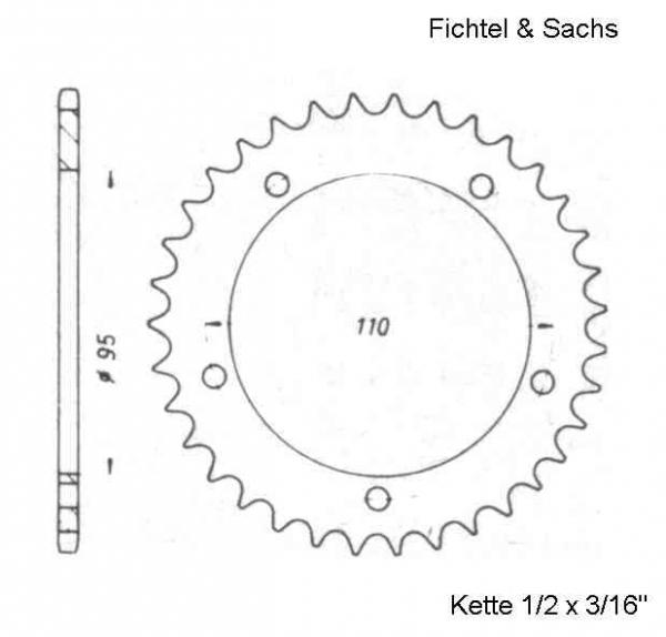 Kettenrad 35 Zähne, Sachs