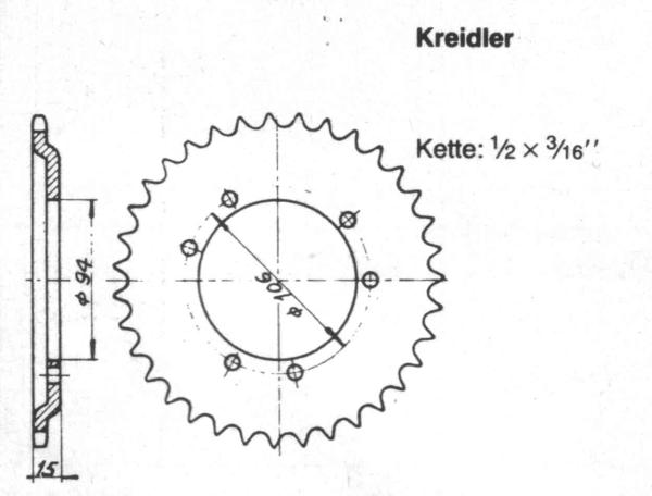Chain sprocket KREIDLER 38 teeth