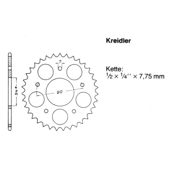 Kettenrad KREIDLER 36 Zähne