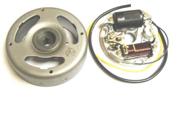 Ignition anchor plate w. Flywheel 90mm 6V 17W