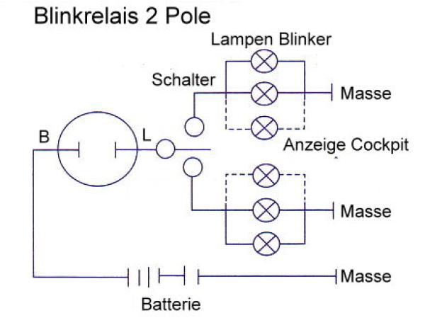 Wiring diagram for 2-pole flasher relay
